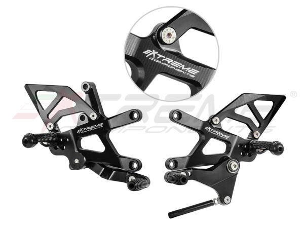 GP EVO rear sets kit for Kawasaki ZX 10 R (2016/2024) (standard shifting) with aluminium heel guard (black)